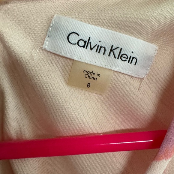 Calvin Klein Shift Dress Print Red Pink Purple Lined Sleeveless Keyhole - Picture 4 of 5